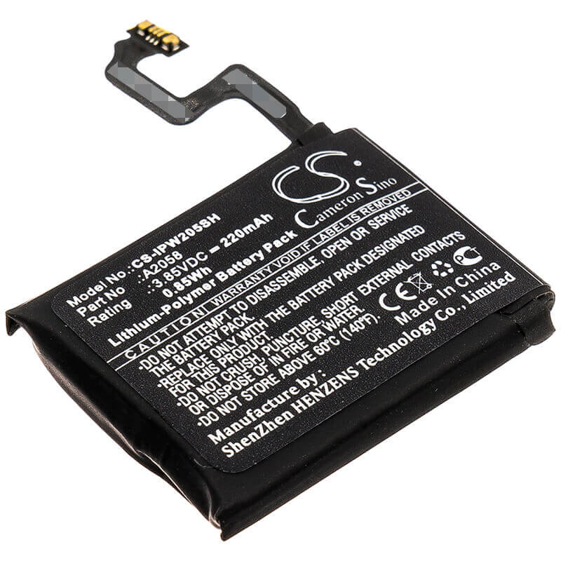 3.85V, Li-Polymer, 220mAh, Smartwatch battery fits Apple, A2058, A1975, A1977, 0.85Wh Smartwatch Cameron Sino Technology Limited