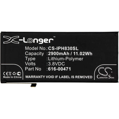 3.8V, Li-Polymer, 2900mAh, SmartPhone battery fits Apple, 616-00468, A1984, A2105, 11.02Wh Mobile, SmartPhone Cameron Sino Technology Limited (Smartphone)