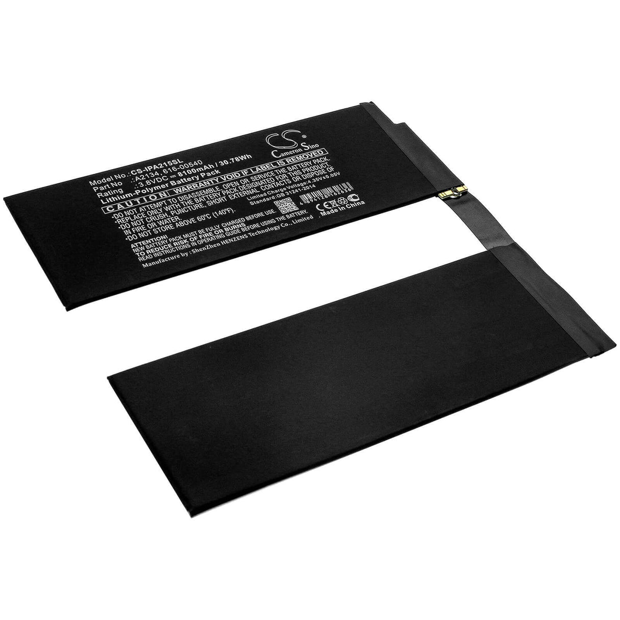 3.8V, Li-Polymer, 8100mAh, Tablet battery fits Apple, 616-00540, A2123, A2152, 30.78Wh Tablet Cameron Sino Technology Limited