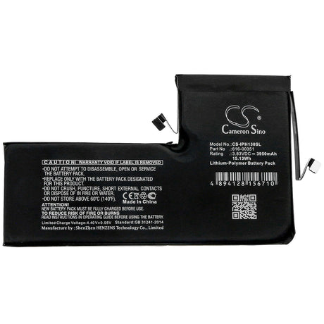 3.83V, Li-Polymer, 3950mAh, SmartPhone battery fits Apple, 616-00351, A2161, A2218, 15.13Wh Mobile, SmartPhone Cameron Sino Technology Limited (Smartphone)
