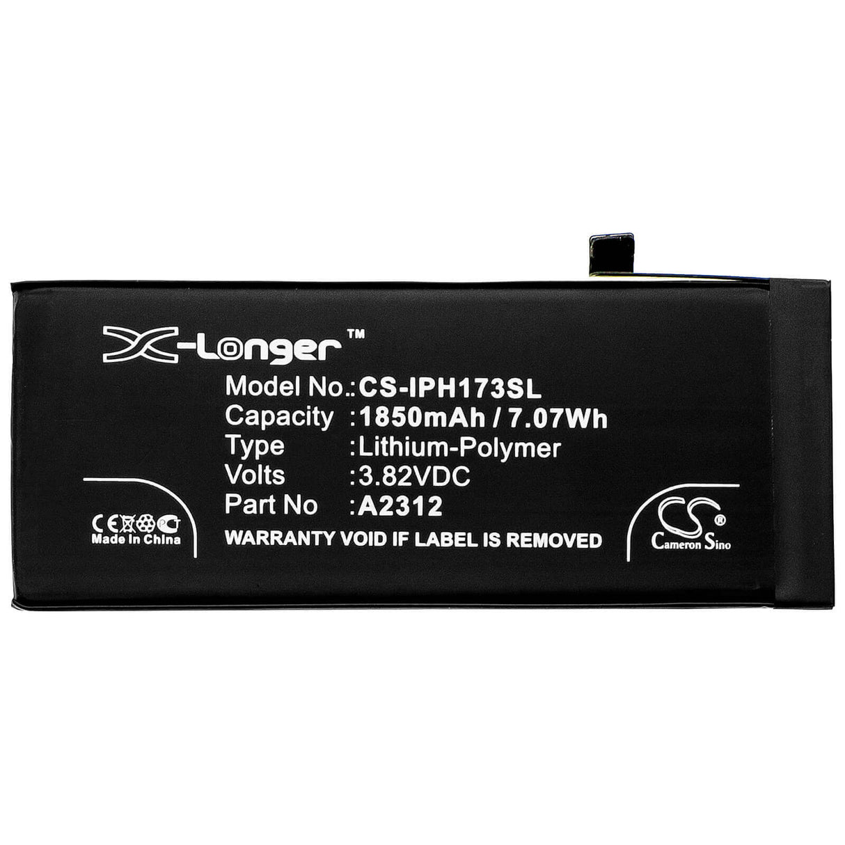 3.82V, Li-Polymer, 1850mAh, SmartPhone battery fits Apple, A2312, A2312, Iphone Se 2, 7.07Wh Mobile, SmartPhone Cameron Sino Technology Limited (Smartphone)
