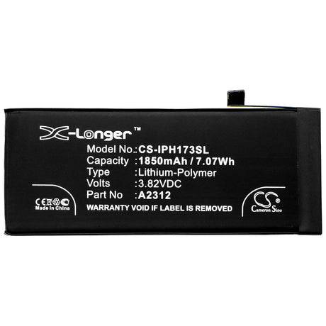 3.82V, Li-Polymer, 1850mAh, SmartPhone battery fits Apple, A2312, A2312, Iphone Se 2, 7.07Wh Mobile, SmartPhone Cameron Sino Technology Limited (Smartphone)