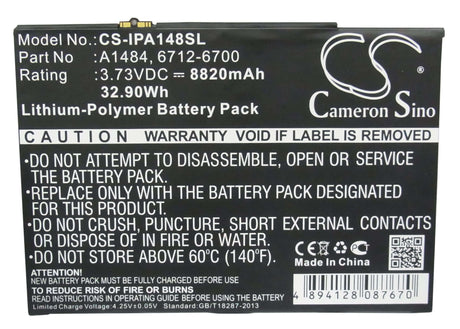 Tablet Battery For Apple Air A1474, A1475, Ipad 5 3.73v, 8820mah - 32.90wh Tablet Cameron Sino Technology Limited