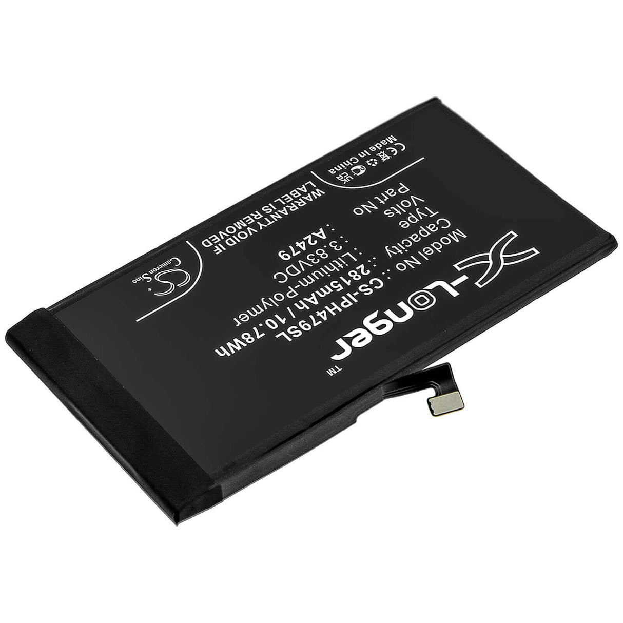 3.83V, Li-Polymer, 2815mAh, SmartPhone battery fits Apple, A2431, Iphone 12, Iphone 12 Max, 10.78Wh Mobile, SmartPhone Cameron Sino Technology Limited (Smartphone)