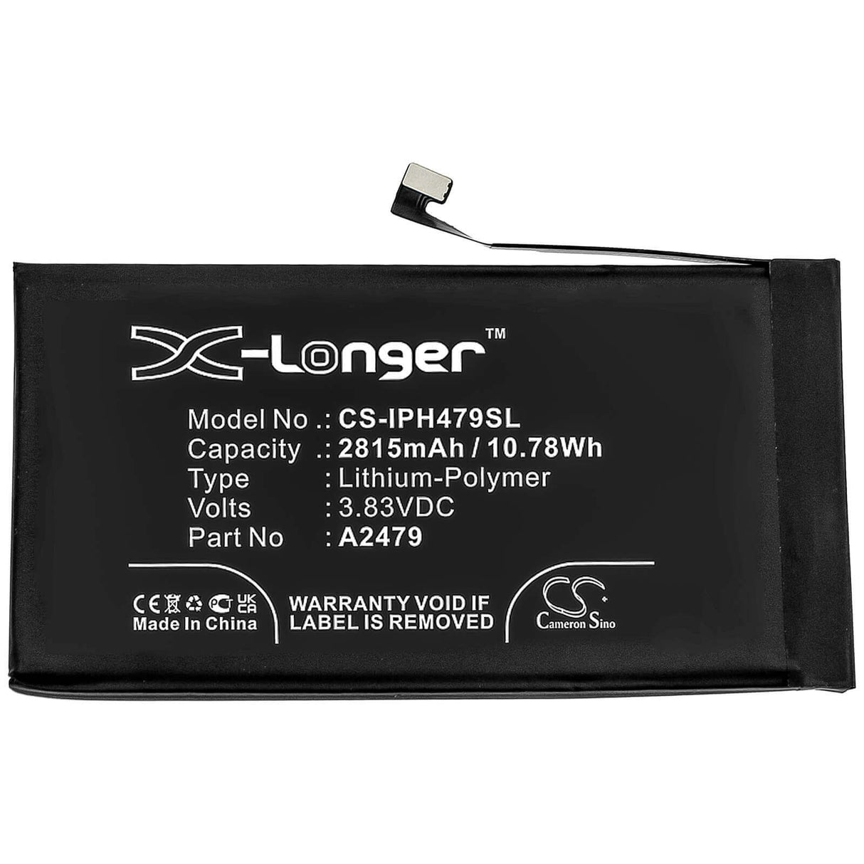 3.83V, Li-Polymer, 2815mAh, SmartPhone battery fits Apple, A2431, Iphone 12, Iphone 12 Max, 10.78Wh Mobile, SmartPhone Cameron Sino Technology Limited (Smartphone)