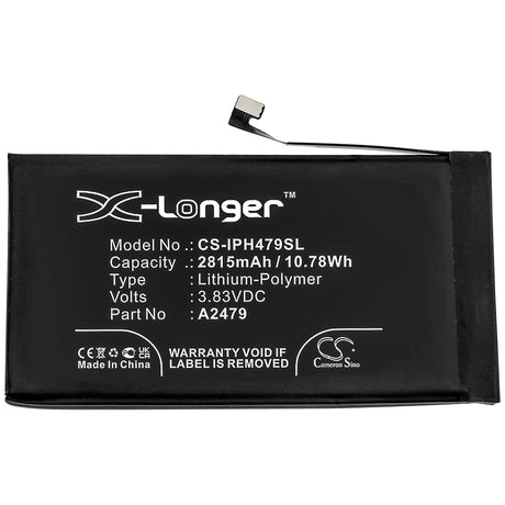 3.83V, Li-Polymer, 2815mAh, SmartPhone battery fits Apple, A2431, Iphone 12, Iphone 12 Max, 10.78Wh Mobile, SmartPhone Cameron Sino Technology Limited (Smartphone)