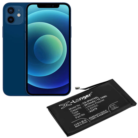3.83V, Li-Polymer, 2815mAh, SmartPhone battery fits Apple, A2431, Iphone 12, Iphone 12 Max, 10.78Wh Mobile, SmartPhone Cameron Sino Technology Limited (Smartphone)
