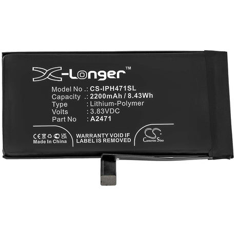 3.83V, Li-Polymer, 2200mAh, SmartPhone battery fits Apple, A2471, Iphone 12 Mini, 8.43Wh Mobile, SmartPhone Cameron Sino Technology Limited (Smartphone)