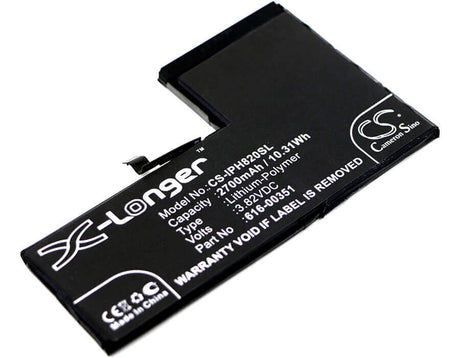 3.82V, Li-Polymer, 2700mAh, SmartPhone battery fits Apple, 616-00351, Iphone X, Mqa52ll/a, 10.31Wh Mobile, SmartPhone Cameron Sino Technology Limited (Smartphone)