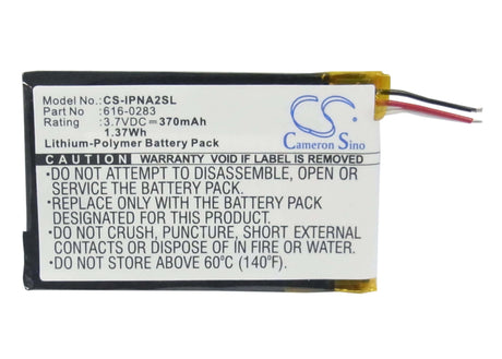 Battery For Apple Ipod Nano G2 6gb, Ipod Nano G2 8gb, Ipod Nano Ma477ll/a 3.7v, 370mah - 1.37wh Batteries for Electronics Cameron Sino Technology Limited (Suspended)   