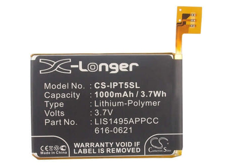 3.7V, Li-Polymer, 1000mAh, Media Player battery fits Apple, 616-0621, Ipod Touch 5, Ipod Touch 5th Generation, 3.7Wh Media Player Cameron Sino Technology Limited