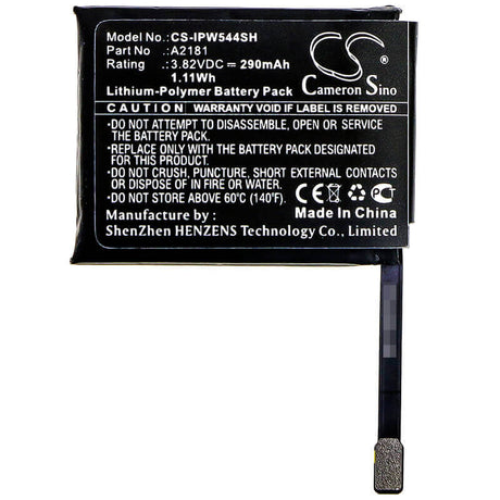 3.82V, Li-Polymer, 290mAh, Smartwatch battery fits Apple, A2181, Mwvf2ll/a, Mww12lla, 1.11Wh Smartwatch Cameron Sino Technology Limited
