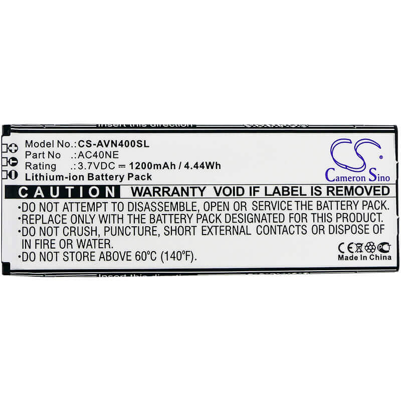 3.7V, Li-ion, 1200mAh, SmartPhone battery fits Archos, Ac40ne, 40 Neon, 4.44Wh Mobile, SmartPhone Cameron Sino Technology Limited (Smartphone)