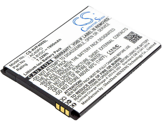 3.8V, Li-ion, 1900mAh, SmartPhone battery fits Archos, Ac40po, 40 Power, 7.22Wh Mobile, SmartPhone Cameron Sino Technology Limited (Smartphone)