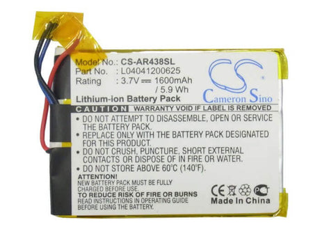 3.7V, Li-Polymer, 1600mAh, Media Player battery fits Archos, L04041200625, 43 Internet Tablet, 8300, 5.92Wh Media Player Cameron Sino Technology Limited