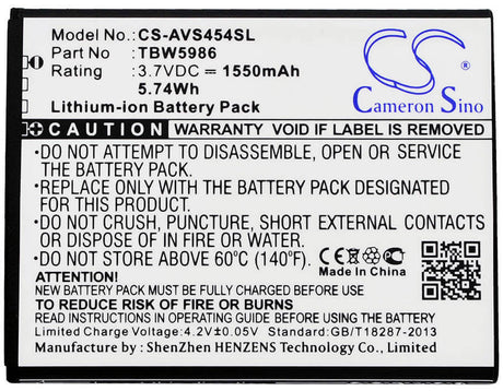 3.7V, Li-ion, 1550mAh, SmartPhone battery fits Archos, Ac300ca, 45 Helium 4g, 45b Helium 4g, 5.74Wh Mobile, SmartPhone Cameron Sino Technology Limited (Smartphone)