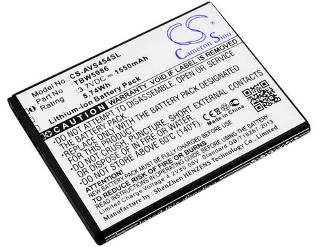 3.7V, Li-ion, 1550mAh, SmartPhone battery fits Archos, Ac300ca, 45 Helium 4g, 45b Helium 4g, 5.74Wh Mobile, SmartPhone Cameron Sino Technology Limited (Smartphone)