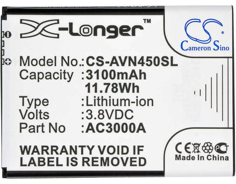 3.8V, Li-ion, 3100mAh, SmartPhone battery fits Archos, Ac3000a, 45 Neon, 11.78Wh Mobile, SmartPhone Cameron Sino Technology Limited (Smartphone)