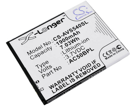 3.7V, Li-ion, 1900mAh, SmartPhone battery fits Archos, Ac50bl, 50b Platinum, 7.03Wh Mobile, SmartPhone Cameron Sino Technology Limited (Smartphone)