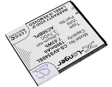 3.7V, Li-ion, 1900mAh, SmartPhone battery fits Archos, Ac50bl, 50b Platinum, 7.03Wh Mobile, SmartPhone Cameron Sino Technology Limited (Smartphone)