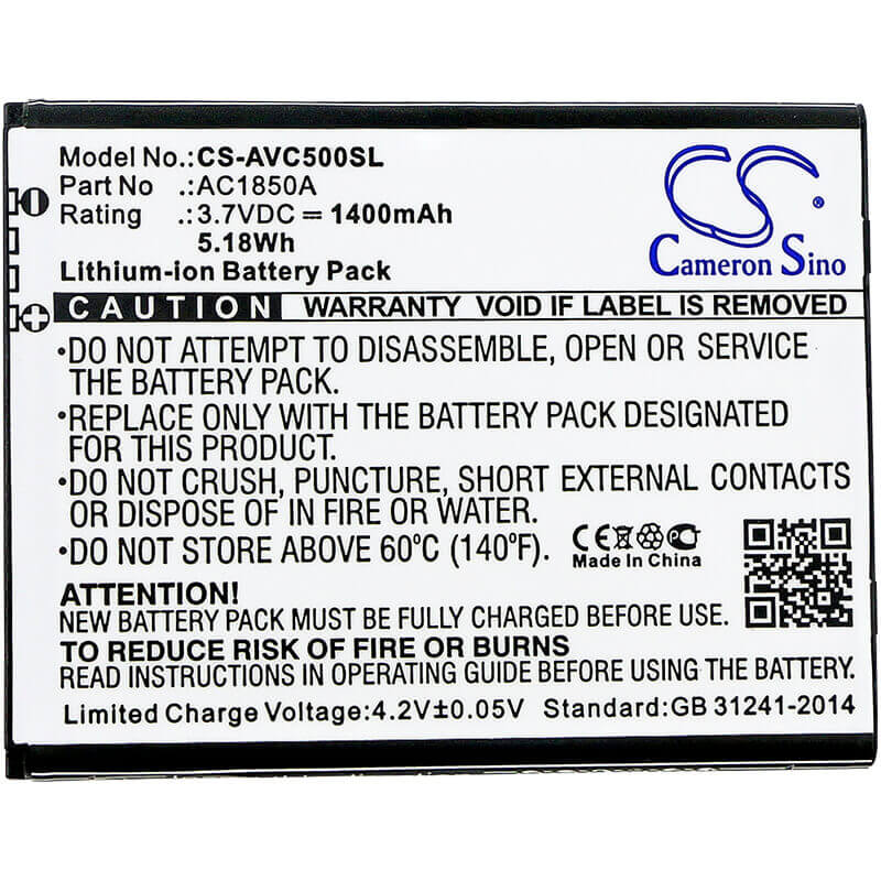 3.7V, Li-ion, 1400mAh, SmartPhone battery fits Archos, Ac1850a, 45b Helium, 50c Neon, 5.18Wh Mobile, SmartPhone Cameron Sino Technology Limited (Smartphone)