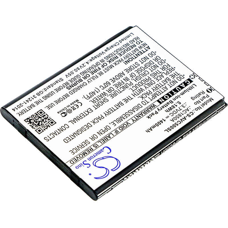 3.7V, Li-ion, 1400mAh, SmartPhone battery fits Archos, Ac1850a, 45b Helium, 50c Neon, 5.18Wh Mobile, SmartPhone Cameron Sino Technology Limited (Smartphone)