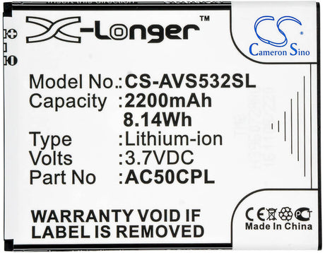 3.7V, Li-ion, 2200mAh, SmartPhone battery fits Archos, Ac50cpl, 50c Platinum, 8.14Wh Mobile, SmartPhone Cameron Sino Technology Limited (Smartphone)