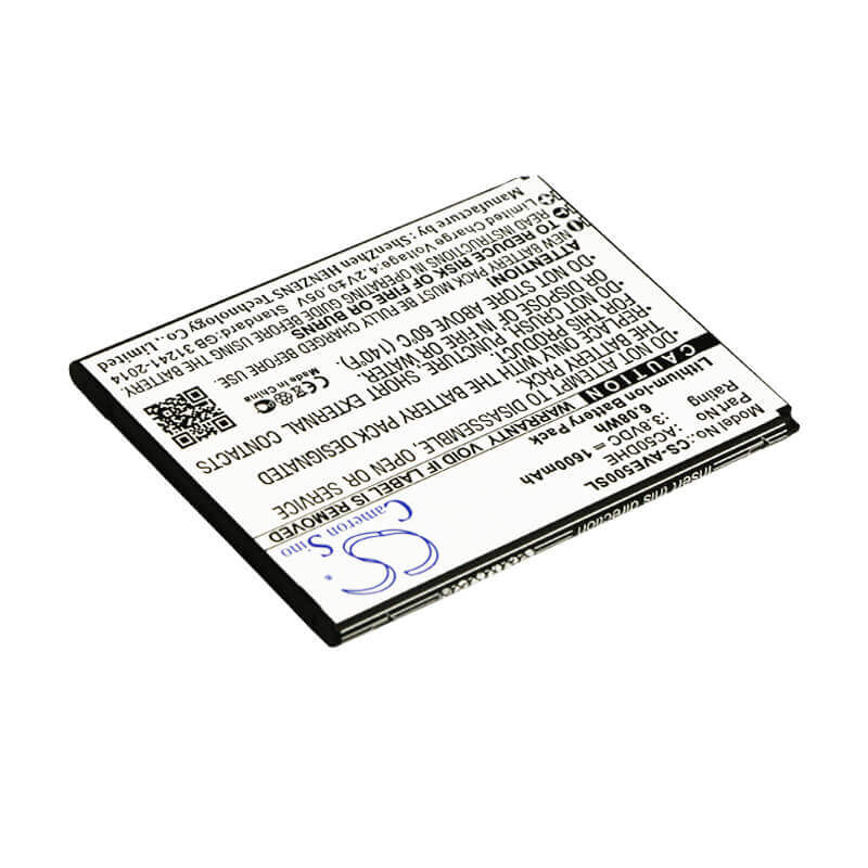 3.8V, Li-ion, 1600mAh, SmartPhone battery fits Archos, Ac50dhe, 50d Helium, 50d Helium 4g, 6.08Wh Mobile, SmartPhone Cameron Sino Technology Limited (Smartphone)