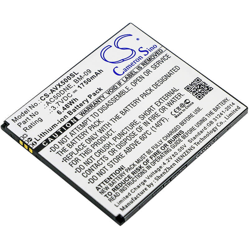 3.7V, Li-ion, 1750mAh, SmartPhone battery fits Archos, Ac50dne ( 1icp4/59/65 ), 50d Neon, A50d Neon, 6.48Wh Mobile, SmartPhone Cameron Sino Technology Limited (Suspended)