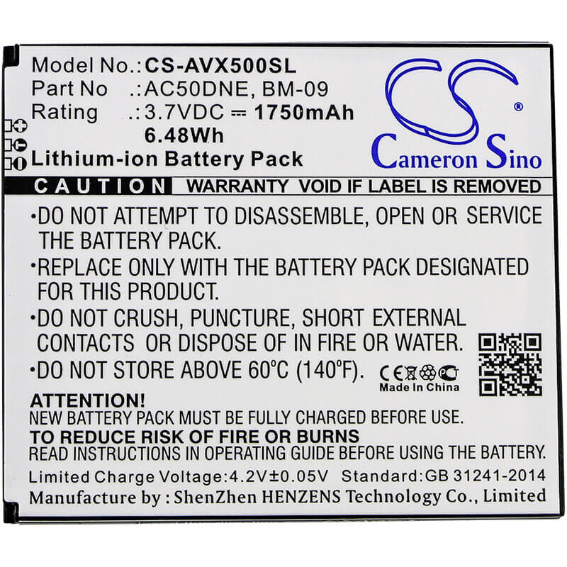 3.7V, Li-ion, 1750mAh, SmartPhone battery fits Archos, Ac50dne ( 1icp4/59/65 ), 50d Neon, A50d Neon, 6.48Wh Mobile, SmartPhone Cameron Sino Technology Limited (Suspended)