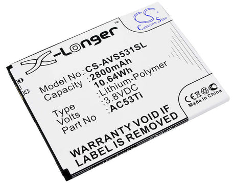 3.8V, Li-Polymer, 2800mAh, SmartPhone battery fits Archos, Ac53ti, 53 Titanium, 10.64Wh Mobile, SmartPhone Cameron Sino Technology Limited (Suspended)