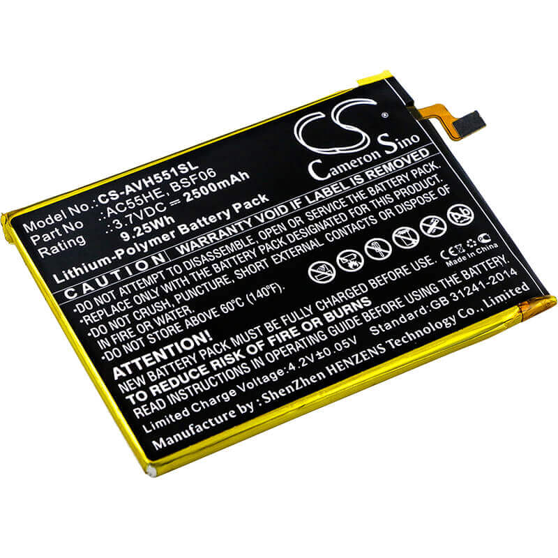 3.7V, Li-Polymer, 2500mAh, SmartPhone battery fits Archos, Ac55he, 55 Helium Ultra, A55 Helium, 9.25Wh Mobile, SmartPhone Cameron Sino Technology Limited (Smartphone)
