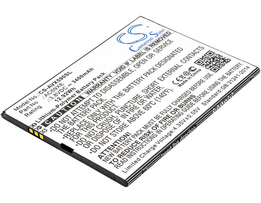 3.8V, Li-Polymer, 3400mAh, SmartPhone battery fits Archos, Ac59xe, 59 Xenon, P336688, 12.92Wh Mobile, SmartPhone Cameron Sino Technology Limited (Smartphone)