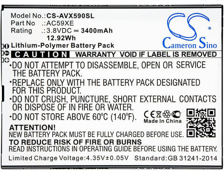 3.8V, Li-Polymer, 3400mAh, SmartPhone battery fits Archos, Ac59xe, 59 Xenon, P336688, 12.92Wh Mobile, SmartPhone Cameron Sino Technology Limited (Smartphone)
