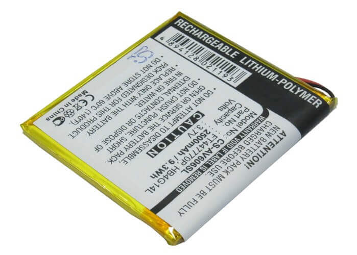 3.7V, Li-Polymer, 2500mAh, Media Player battery fits Archos, Ft447770p, Av605 120gb, Av605 160gb, 9.25Wh Media Player Cameron Sino Technology Limited
