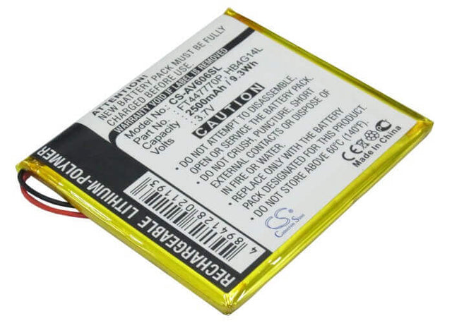 3.7V, Li-Polymer, 2500mAh, Media Player battery fits Archos, Ft447770p, Av605 120gb, Av605 160gb, 9.25Wh Media Player Cameron Sino Technology Limited