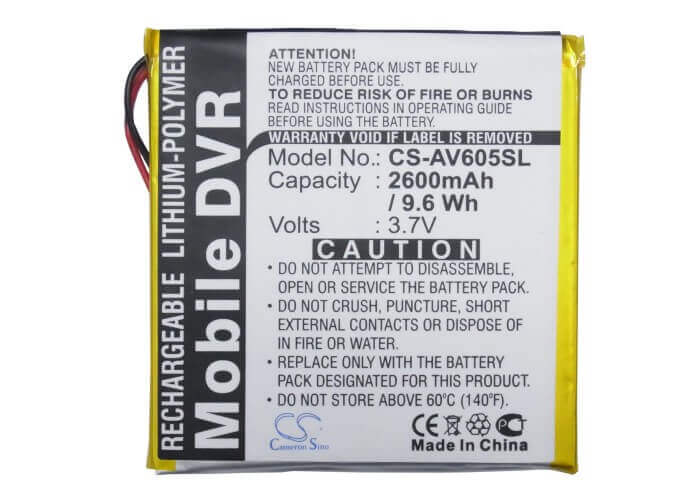 3.7V, Li-Polymer, 2600mAh, Media Player battery fits Archos, Av605 20gb, Av605 40gb, 9.62Wh Media Player Cameron Sino Technology Limited (Suspended)