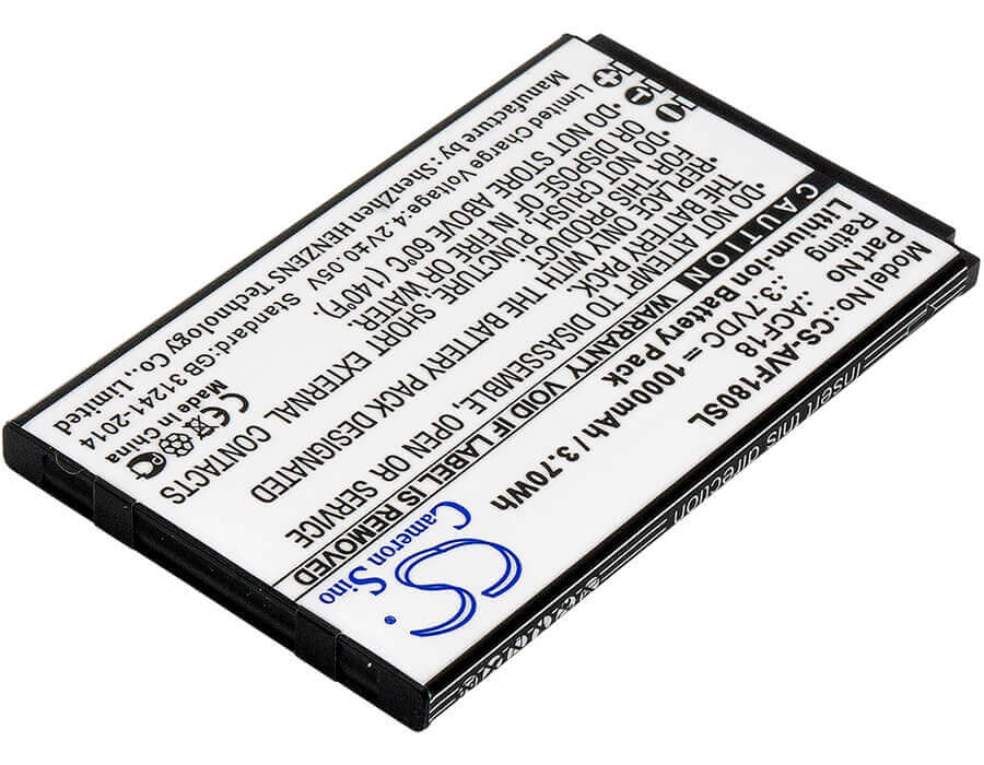 3.7V, Li-ion, 1000mAh, SmartPhone battery fits Archos, Acf18, F18, 3.7Wh Mobile, SmartPhone Cameron Sino Technology Limited (Smartphone)