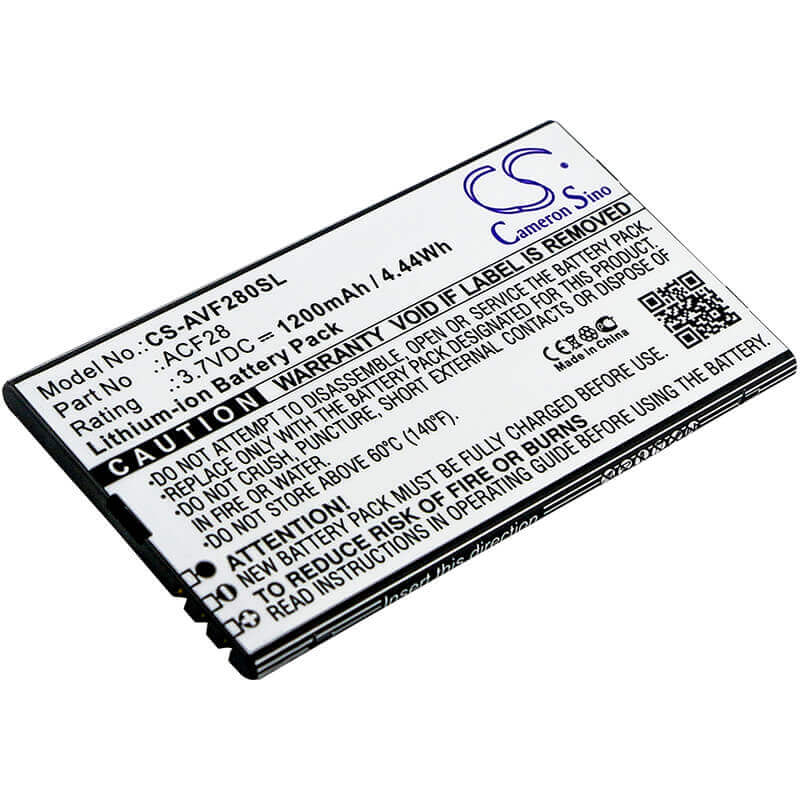 3.7V, Li-ion, 1200mAh, SmartPhone battery fits Archos, Acf28, F28, 4.44Wh Mobile, SmartPhone Cameron Sino Technology Limited (Suspended)
