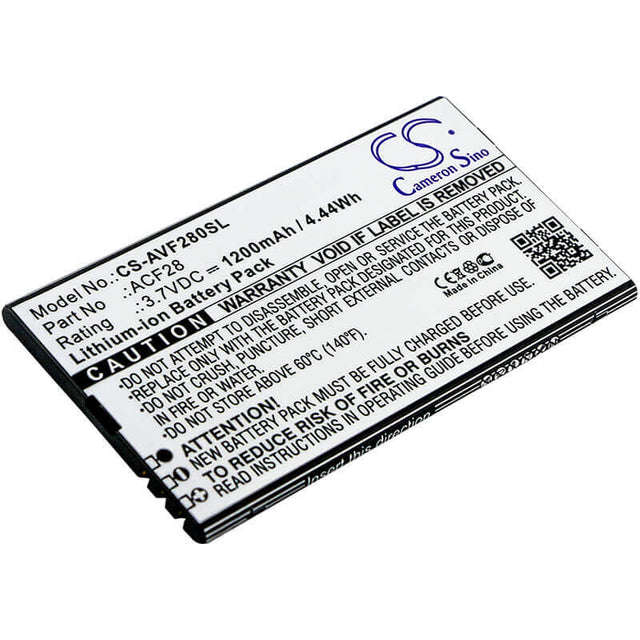 3.7V, Li-ion, 1200mAh, SmartPhone battery fits Archos, Acf28, F28, 4.44Wh Mobile, SmartPhone Cameron Sino Technology Limited (Suspended)