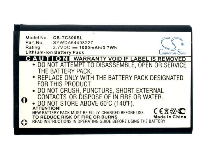 3.7V, Li-ion, 1000mAh, PDA battery fits Arcor, T-com, Sywda64408227, Pirelli Twintel Dp-l10, 3.7Wh PDA, Pocket PC Cameron Sino Technology Limited