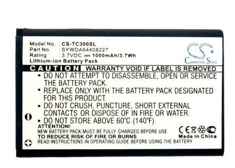 3.7V, Li-ion, 1000mAh, PDA battery fits Arcor, T-com, Sywda64408227, Pirelli Twintel Dp-l10, 3.7Wh PDA, Pocket PC Cameron Sino Technology Limited