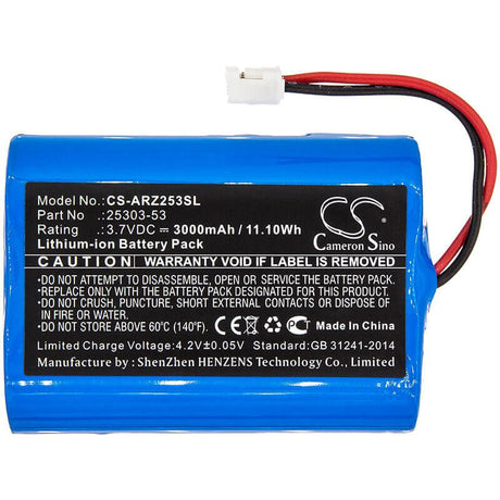 3.7V, Li-ion, 3000mAh, Equipment battery fits Argos, 25303-53, Omega Zen pipette controllers, 11.1Wh Equipment, Survey, Test Cameron Sino Technology Limited