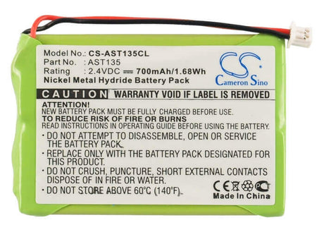2.4V, Ni-MH, 700mAh, Cordless Phone battery fits Ascom, Detewe, Ascotel Office 135, Ascotel Office 135pro, 1.68Wh Cordless Phone Cameron Sino Technology Limited (Cordless Phone)