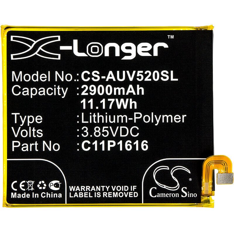 3.85V, Li-Polymer, 2900mAh, SmartPhone battery fits Asus, 0b200-02480000, A006, V520kl, 11.17Wh Mobile, SmartPhone Cameron Sino Technology Limited (Smartphone)