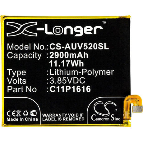 3.85V, Li-Polymer, 2900mAh, SmartPhone battery fits Asus, 0b200-02480000, A006, V520kl, 11.17Wh Mobile, SmartPhone Cameron Sino Technology Limited (Smartphone)
