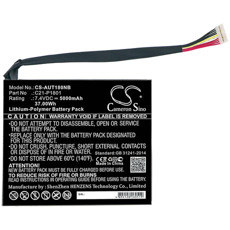 Battery For Asus, Ap180c, P18y23, Transformer Aio P1801 7.4v, 5000mah - 37.00wh Notebook, Laptop Cameron Sino Technology Limited   