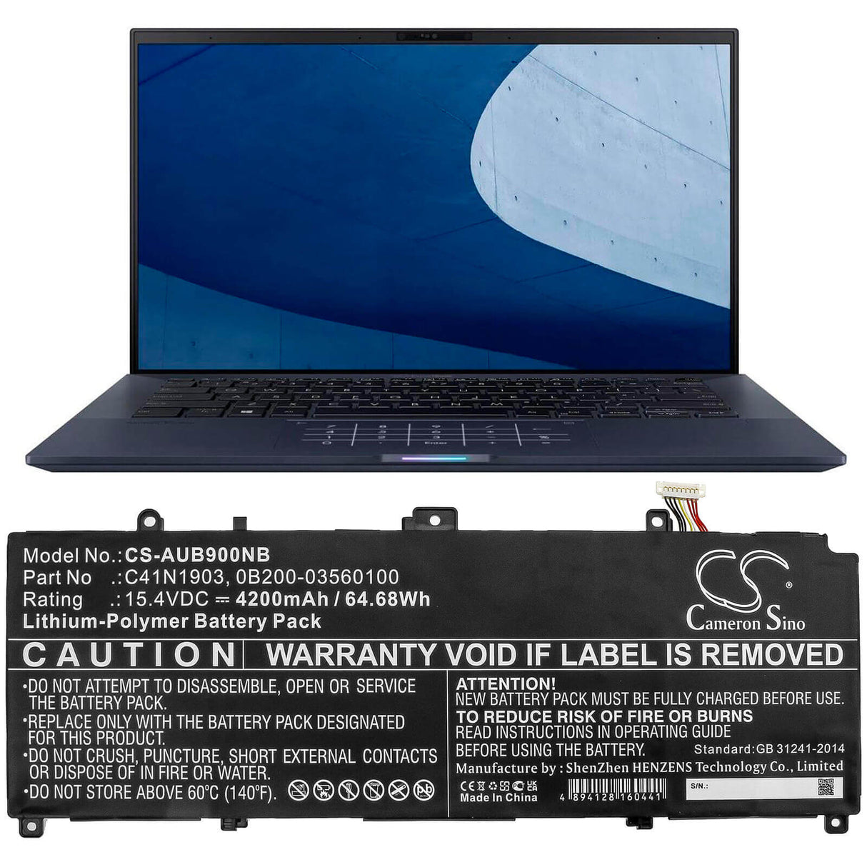 Battery For Asus, B9450fa-bm0160r, B9450fa-bm0161r, B9450fa-bm0162r 15.4v, 4200mah - 64.68wh Notebook, Laptop Cameron Sino Technology Limited   