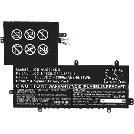 Battery For Asus, C204ma-1a, C204ma-bu0005, C204ma-bu0010 11.55v, 3500mah - 40.43wh Notebook, Laptop Cameron Sino Technology Limited   