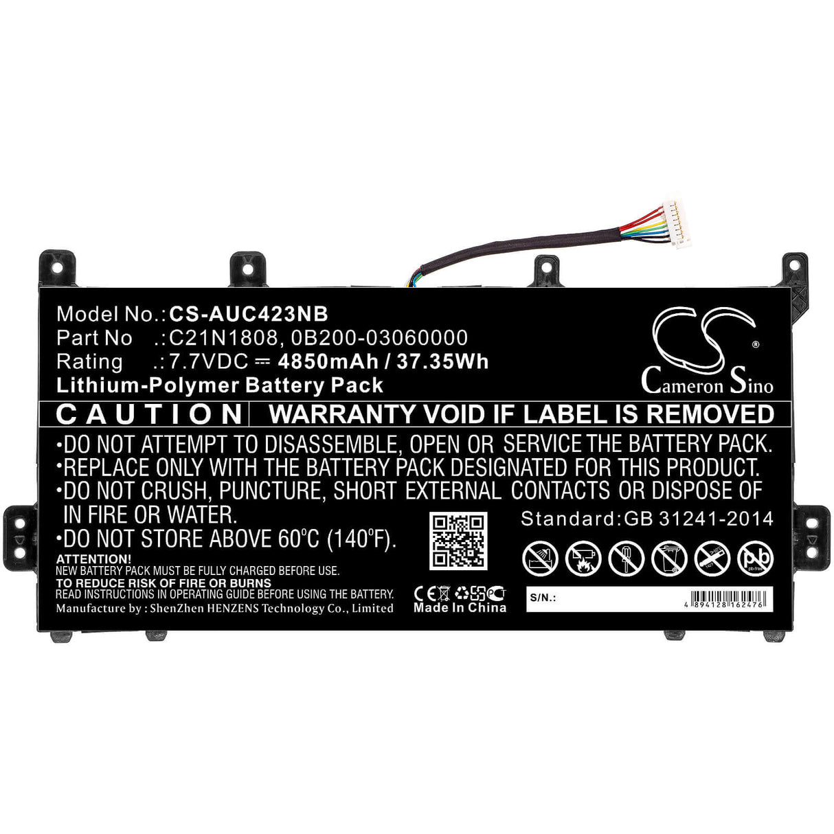 Battery For Asus, C423, C423na, C423na-0031an4200 7.7v, 4850mah - 37.35wh Notebook, Laptop Cameron Sino Technology Limited   